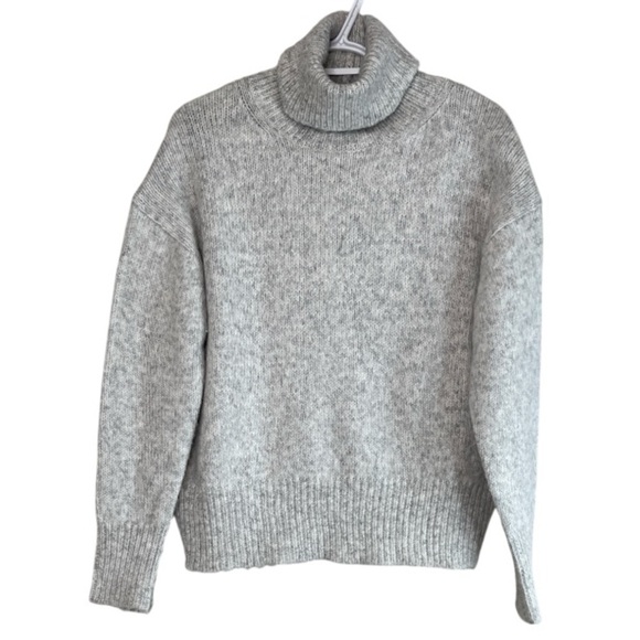 For The Republic Alpaca Blend Turtleneck Sweater Coastal Loose Drop Shoulder XS - Picture 2 of 11